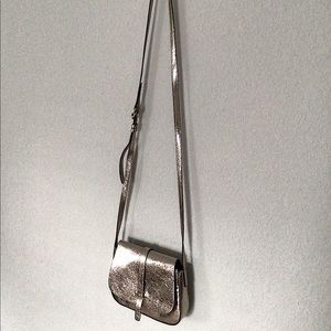 Gap Metallic Leather Crossbody Saddle Bag